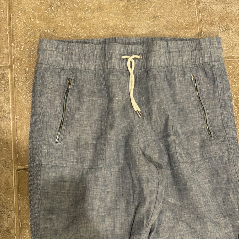 Athleta Cabo Linen Jogger Size 12 Light Blue‎ - Picture 2 of 5